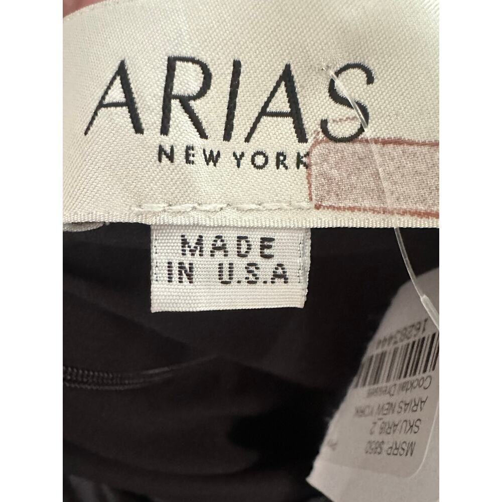 ARIAS NEW YORK Black Crepe Asymmetrical Drapey Halter Formal Cocktail Dress Sz 2 - Picture 6 of 7